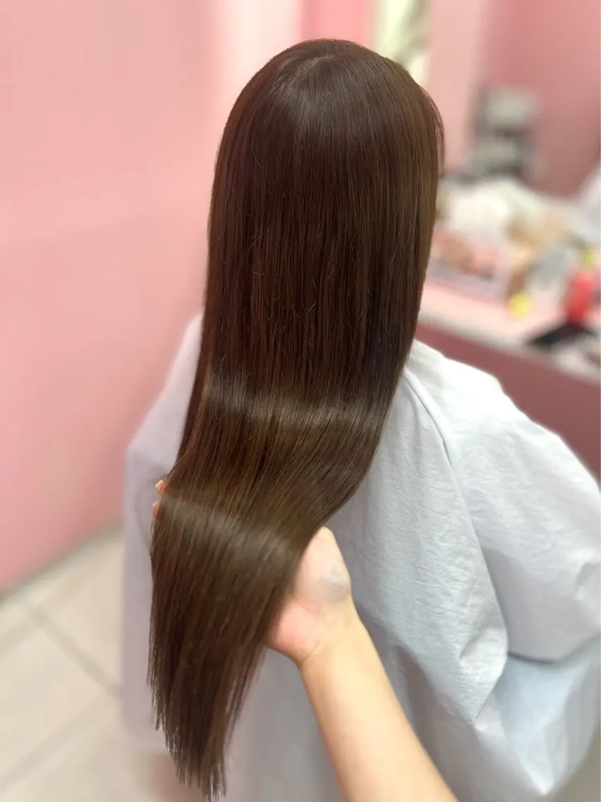 ロング シールエクステ くびれヘア エクステ ヨシンモリ 韓国風ヘア ヘアカラー エクステ シーズン エクステ/大阪梅田駅のヘアスタイル