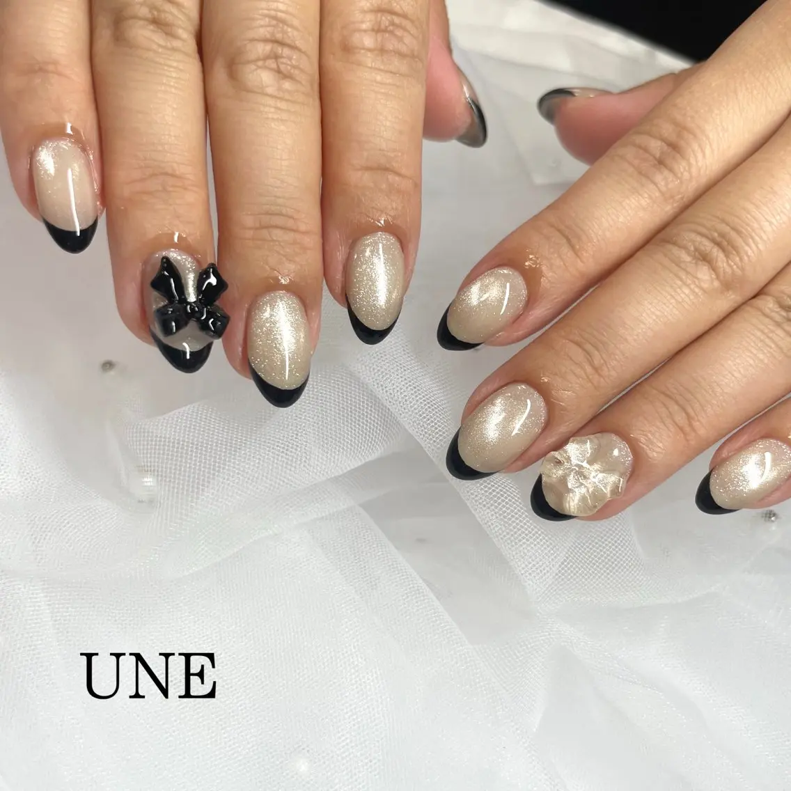 ネイル フレンチネイル マグネットネイル UNE.【ユヌ】 Jr.NANAのネイルデザイン