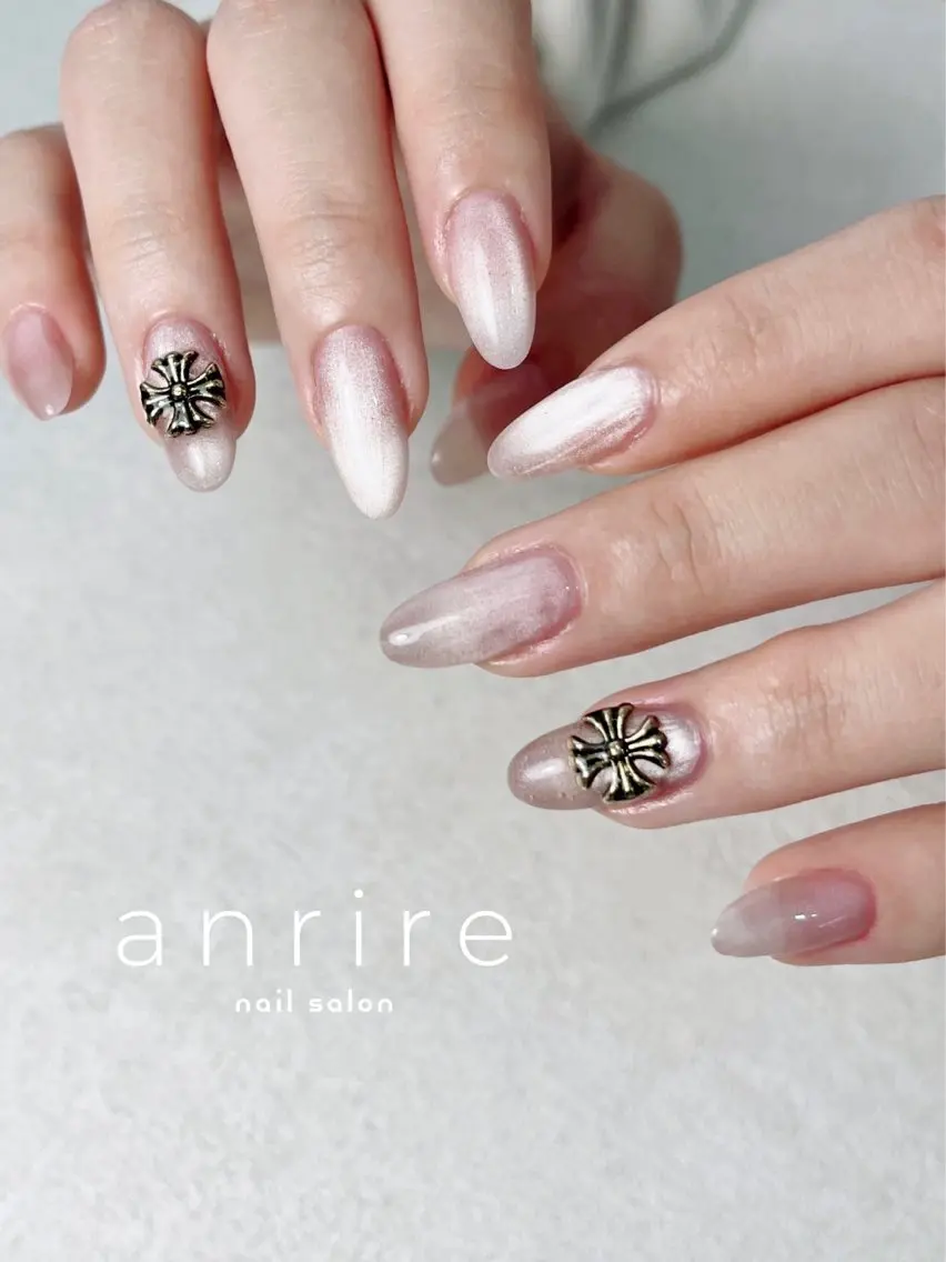 ネイル 長さ出し ジェルネイル ロングネイル マグネットネイル マグネットワンカラー ハンドネイル nailsalon anrireのネイルデザイン
