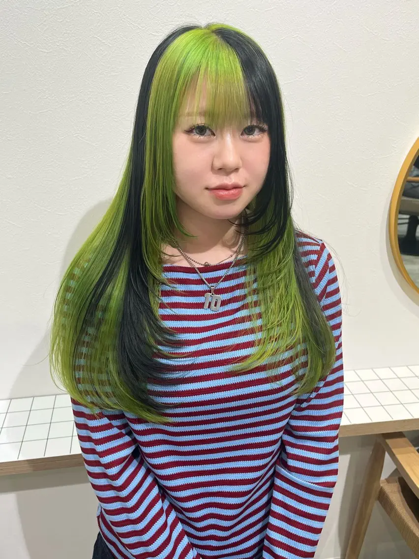 ロング カラー 黒髪 ブリーチ デザインカラー 韓国風ヘア カット ヘアカラー トリートメント AMI🎀韓国ヘア 透明感カラーのヘアスタイル