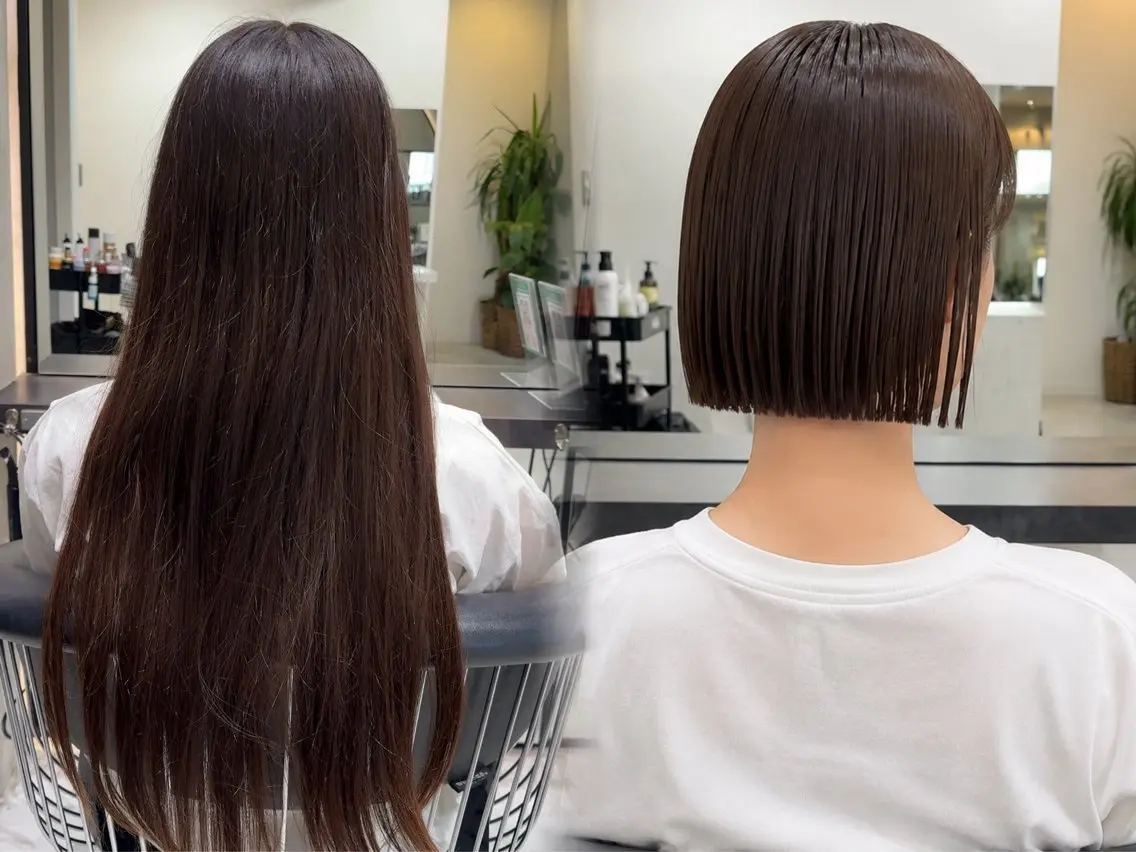ショート ボブ カット 縮毛矯正 トリートメント 縮毛矯正/カラー レイヤー/虎白のヘアスタイル