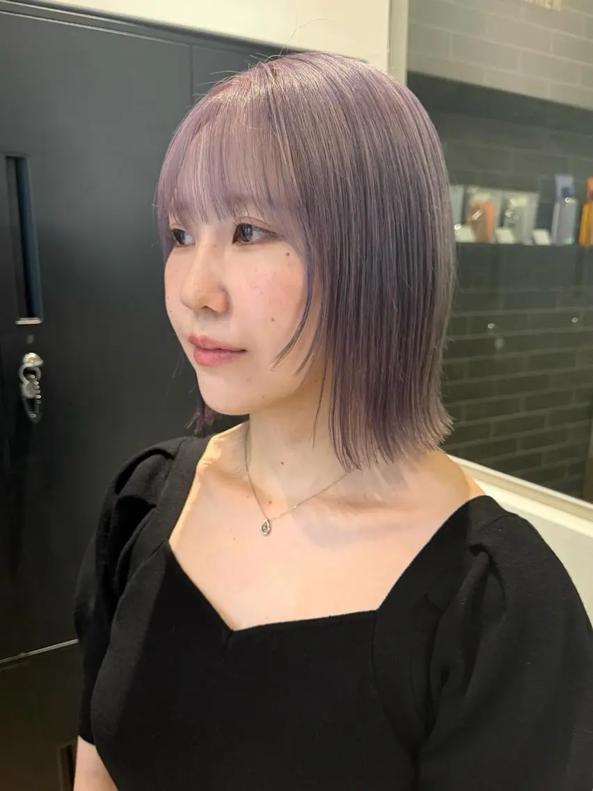 セミロング ボブ カット ヘアカラー 須藤 優真 切りっぱなしボブのヘアスタイル