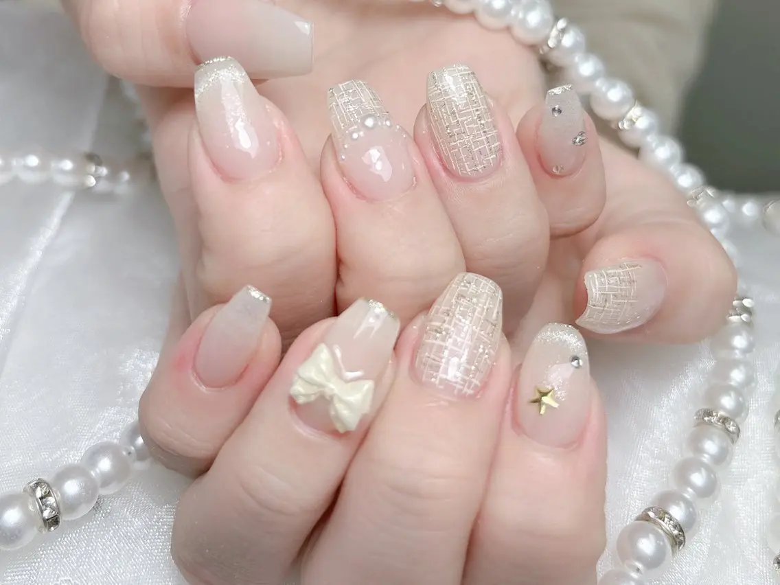 ネイル 成人式 ジェルネイル ロングネイル マグネットネイル ミディアムネイル ハンドネイル MoMoA Nail ネイル長さ出し専門店のネイルデザイン