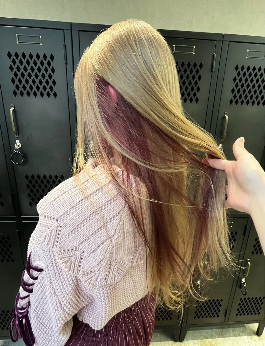 カラー イヤリングカラー ピンクカラー 【‪カット550円】 🌟ユズハのヘアスタイル