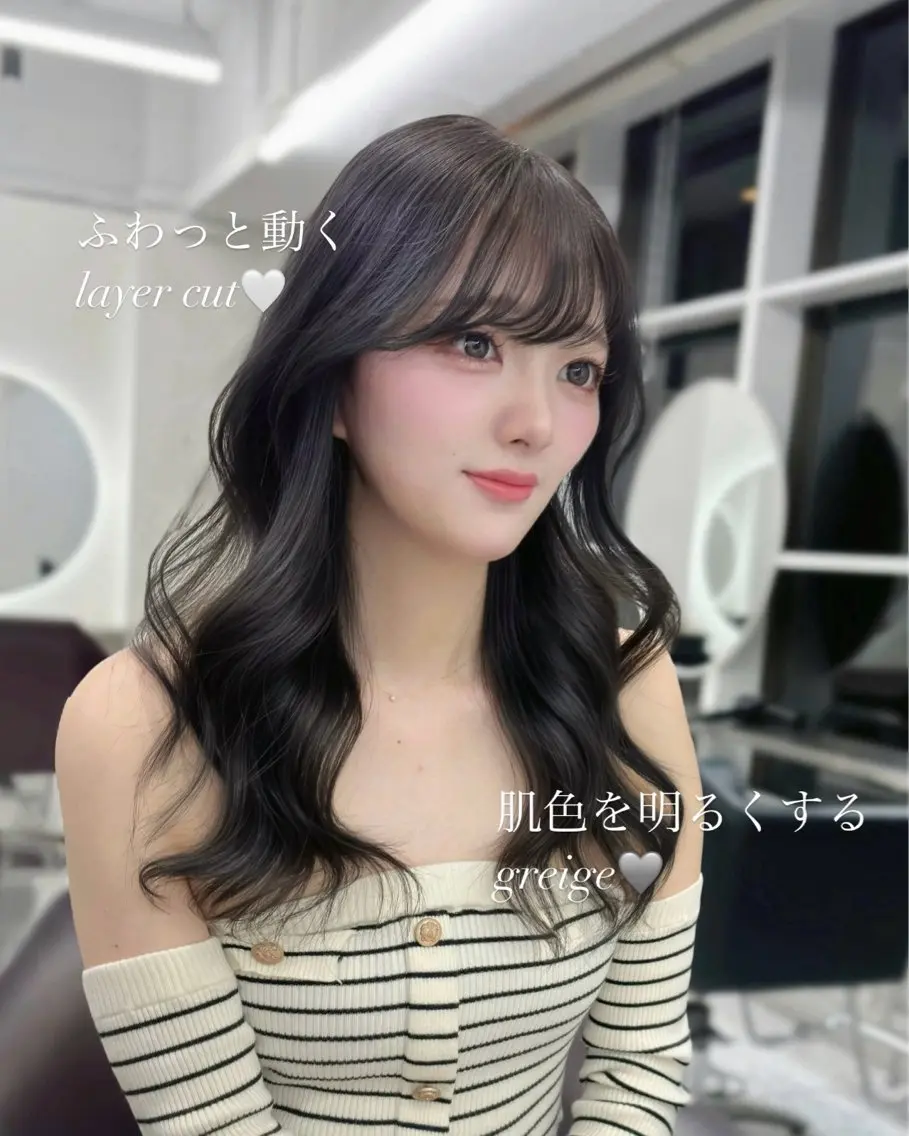 セミロング カラー パーマ ヘアアレンジ 透明感カラー グレージュ ヘアカラー トリートメント ヘアセット 🌸グレージュ/ ベージュ🌸yutaのヘアスタイル