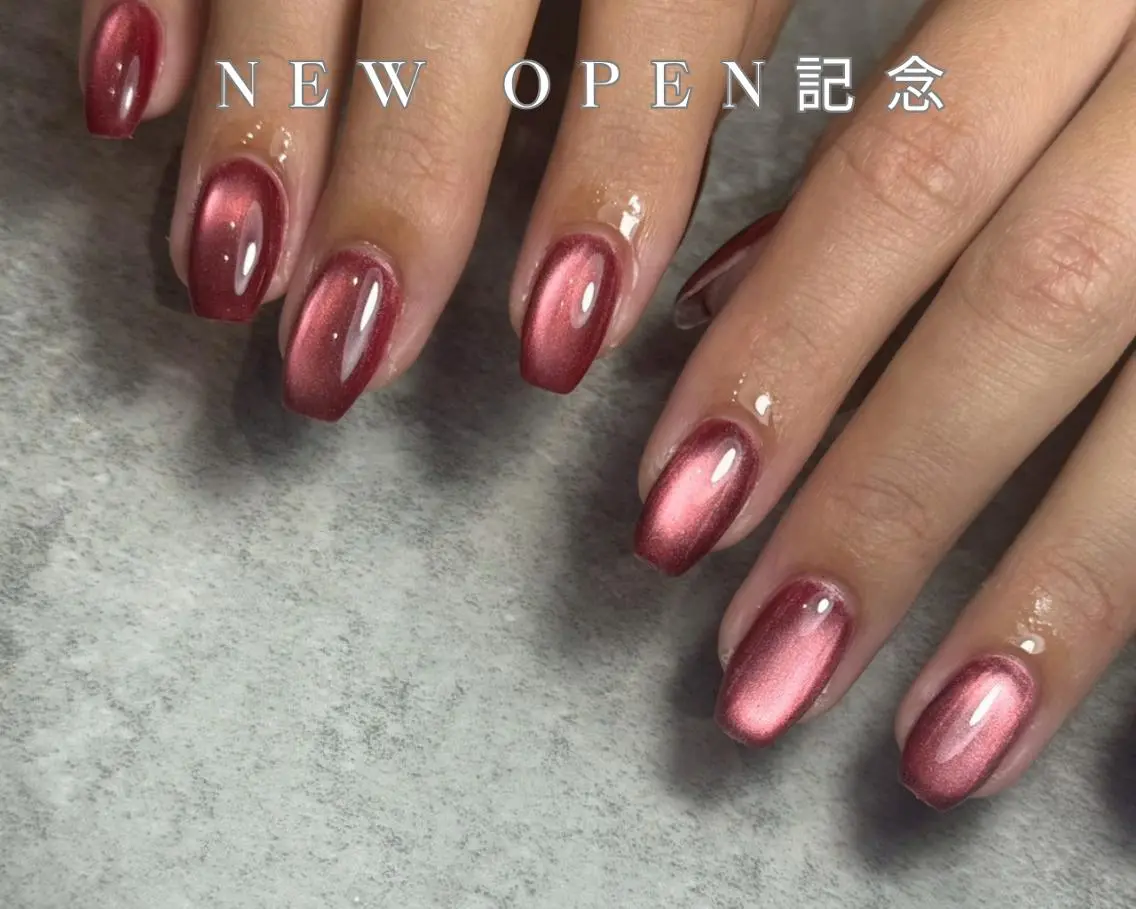 ネイル オーロラネイル ボルドー クリアネイル ドット フラッシュネイル ハンドネイル merak大阪難波/ Uenoのネイルデザイン