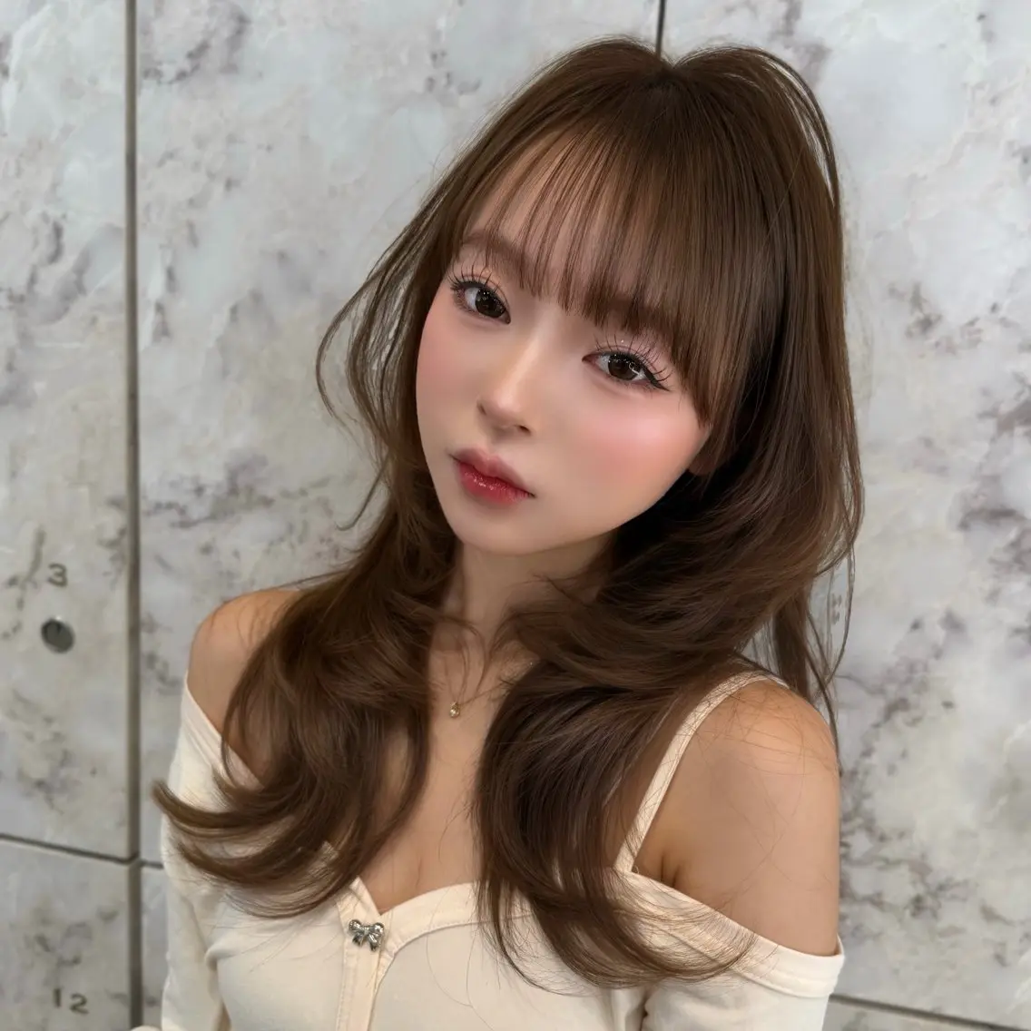 セミロング カラー カット ヘアカラー トリートメント 新宿/韓国風レイヤー 髪質改善/渋谷直樹のヘアスタイル