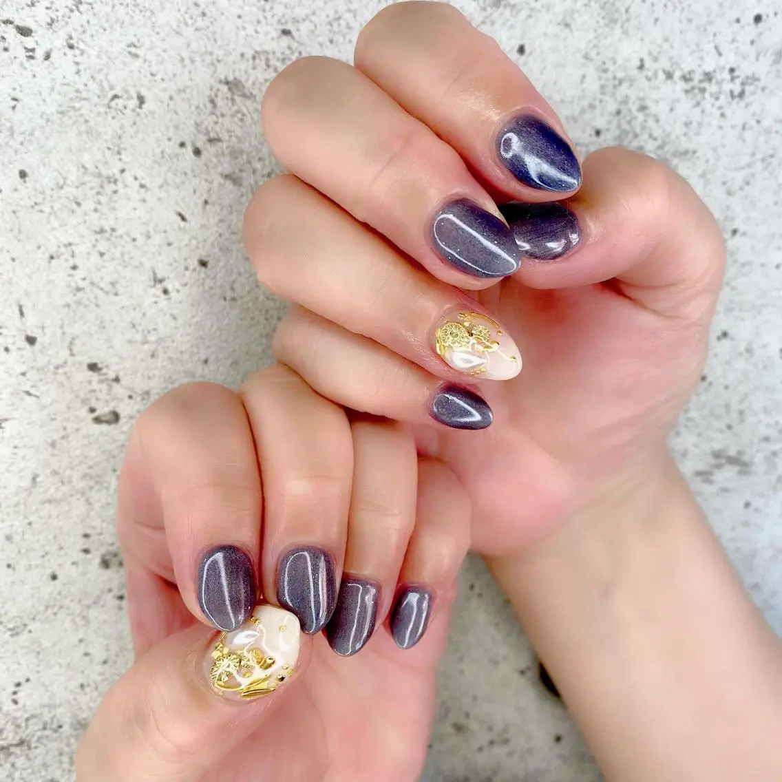 ミディアム カラー パーマ ヘアアレンジ メンズ キッズ ネイル マツエク・マツパ ゴールド ハンドネイル Salon Ｋのネイルデザイン