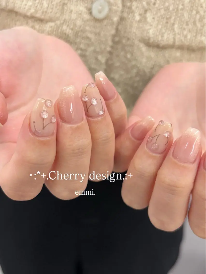 ネイル チークネイル フレンチネイル ガーリー 氷ネイル・うるうるネイル キラキラネイル ハンドネイル emmi nailのネイルデザイン