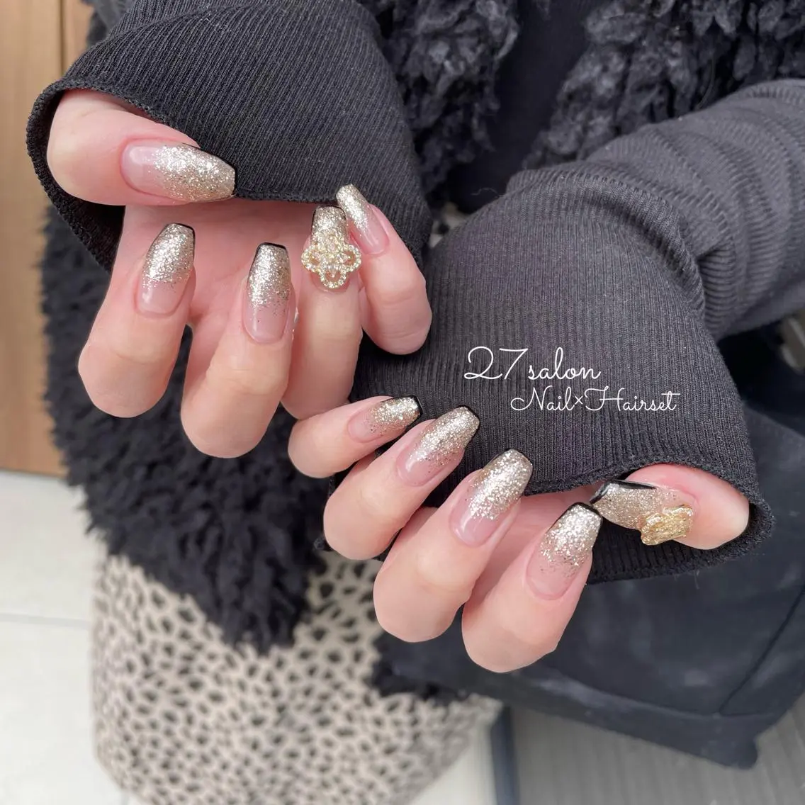 ネイル フラッシュネイル グラデーション ラメ(グリッター) ラメグラデーション 27salon yuinaのネイルデザイン