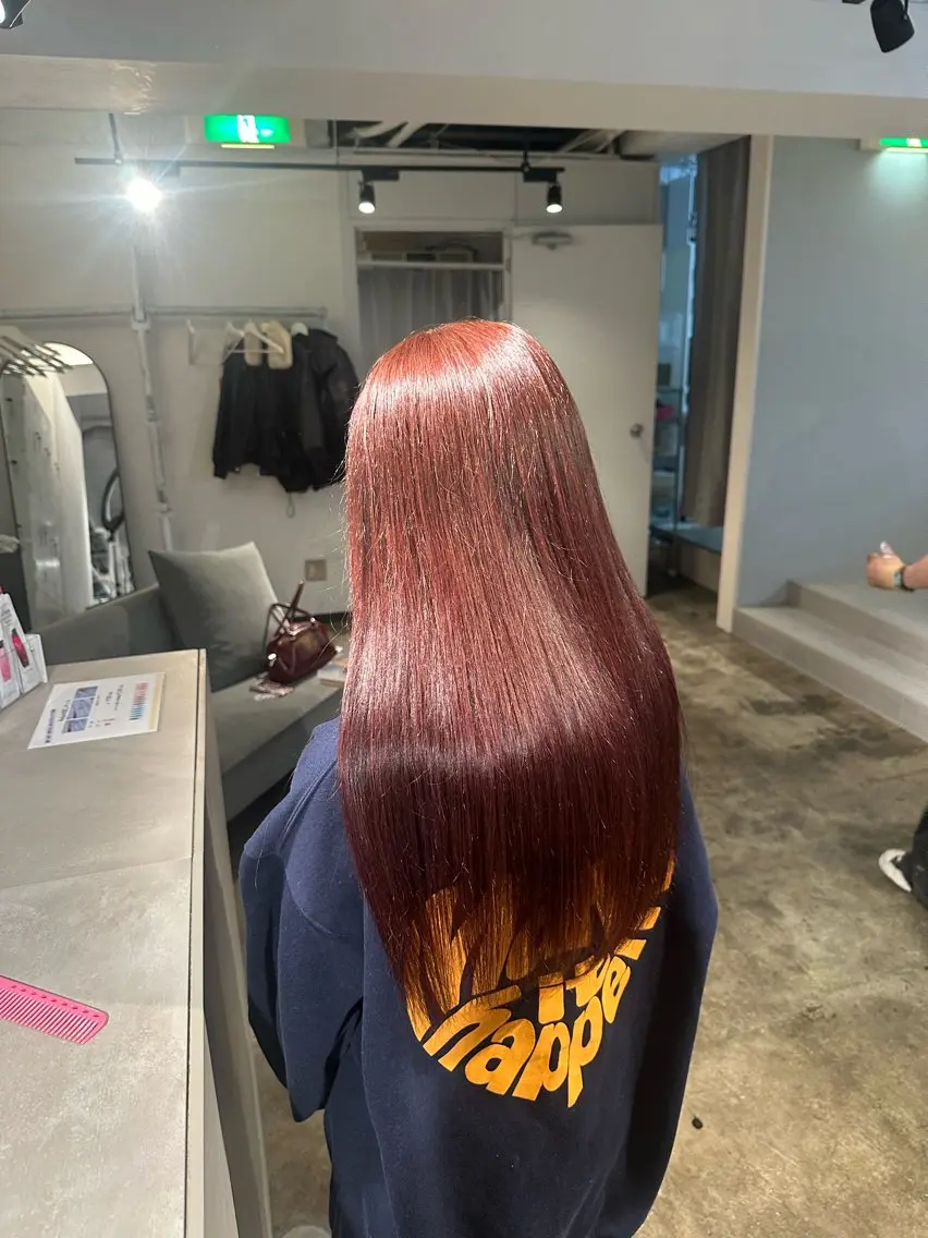ロング カラー ブリーチ ブラウンカラー カシス ブリーチなしカラー ピンクカラー ブリーチ/ハイトーン ⚗️HARUKAのヘアスタイル