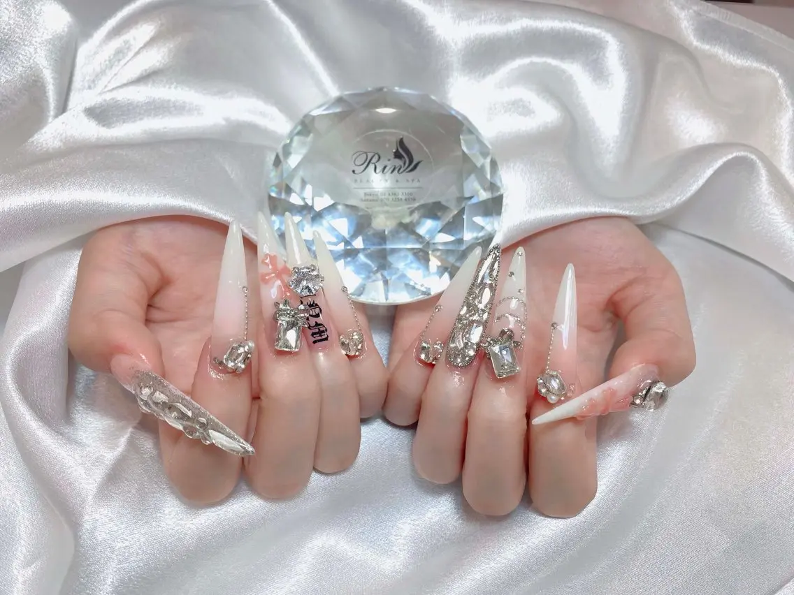 ネイル クリアネイル ドット フットネイル ジェルネイル グリーン ハンドネイル Rin Nail 新大久保店のネイルデザイン