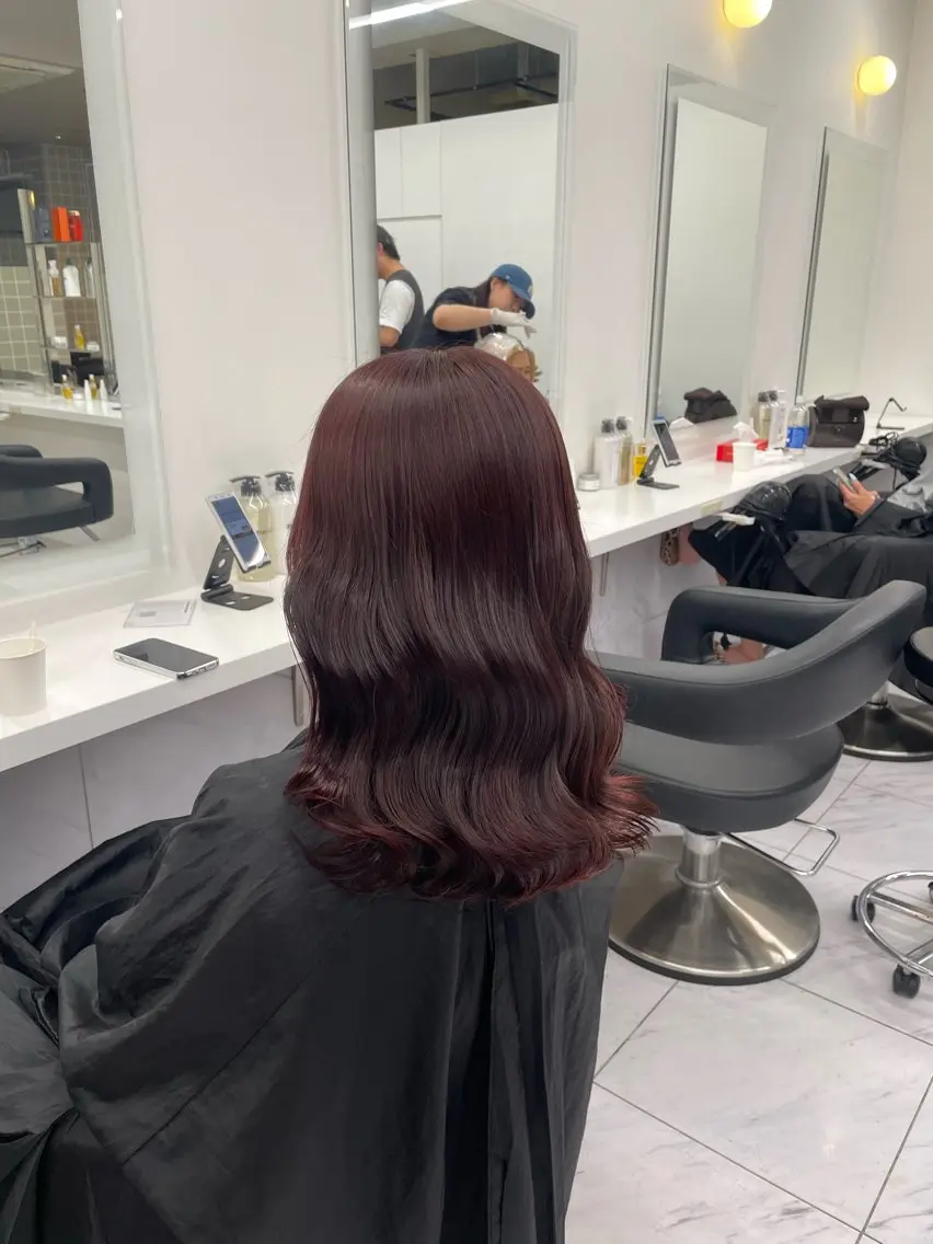 セミロング カラー ヘアアレンジ ヘアカラー トリートメント ヘアセット 💗横浜美容室 💗HARUNAのヘアスタイル