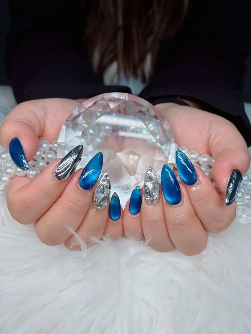 ネイル アートネイル オーロラネイル チークネイル 長さ出し フットネイル ハンドネイル Chan nailsのネイルデザイン