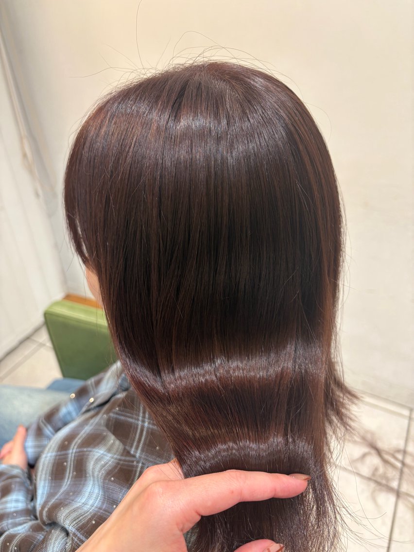 ミディアム ヘアカラー ふかや まりかのヘアスタイル