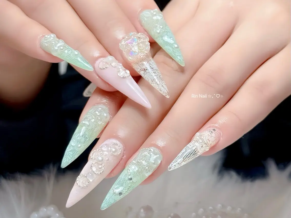 ネイル アニマル柄 べっ甲ネイル ブルー ボルドー ブラウン ハンドネイル Rin Nail 新大久保店のネイルデザイン