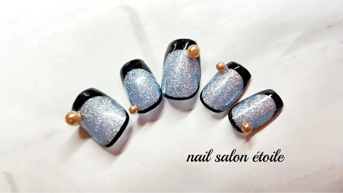 ネイル ブラウン フレンチネイル ジェルネイル キラキラネイル ラメ(グリッター) ハンドネイル nail salon étoileのネイルデザイン