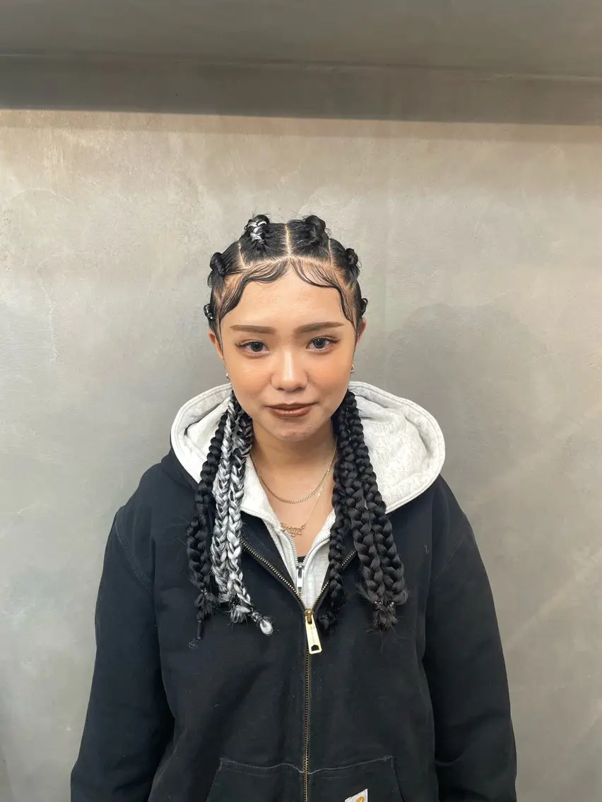 ロング ヘアアレンジ エクステ ヘアセット エクステ/コーンロウ KURUMI⛓️🔥のヘアスタイル