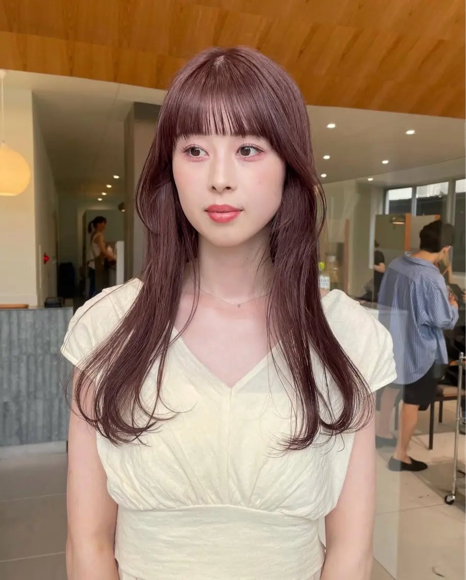 ロング カラー ヘアアレンジ カット ヘアカラー トリートメント 似合わせレイヤー ＆縮毛矯正のヘアスタイル
