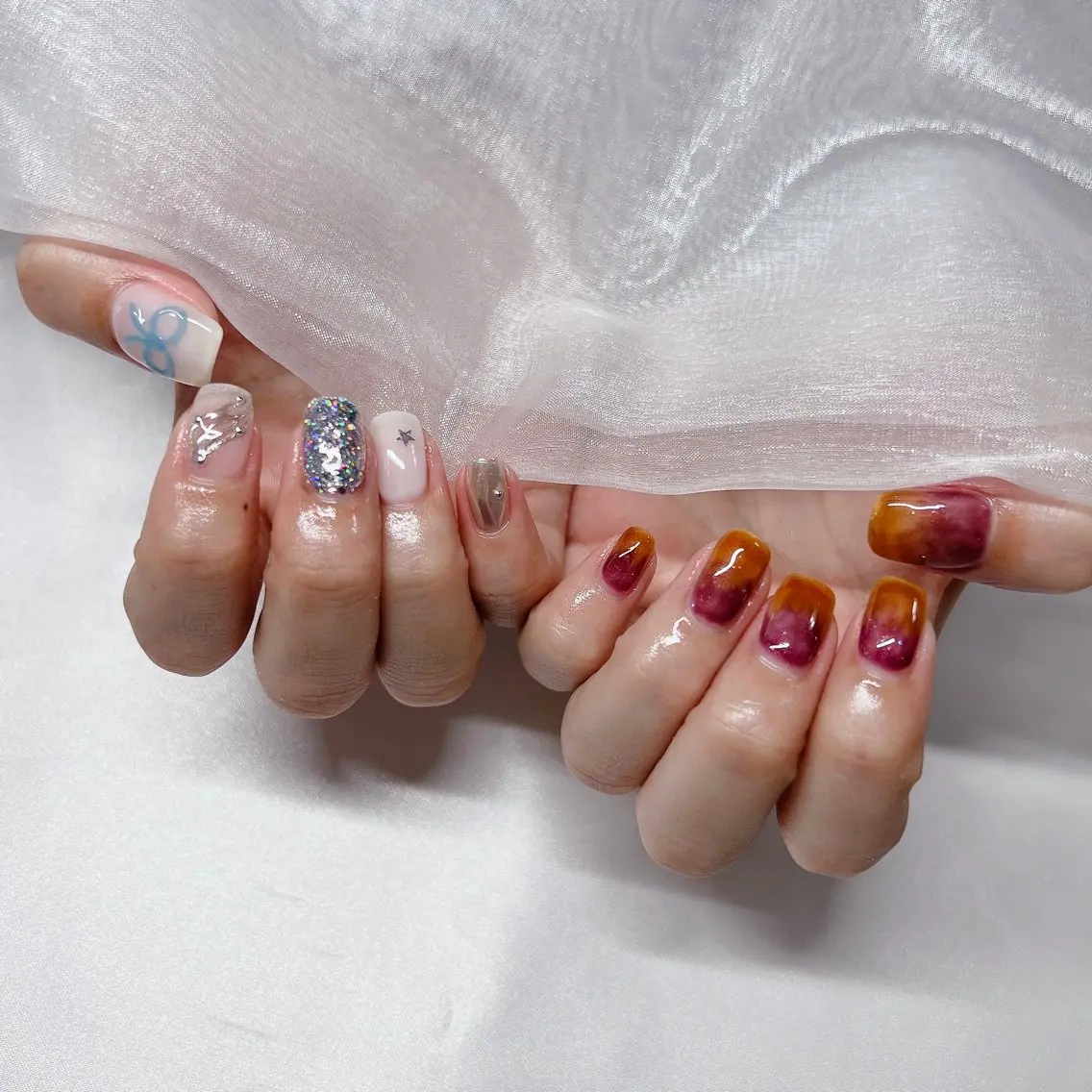 ネイル ジェルネイル 韓国ネイル マグネットネイル 持ち込み ニュアンスネイル フットネイル nail salon Rewardのネイルデザイン