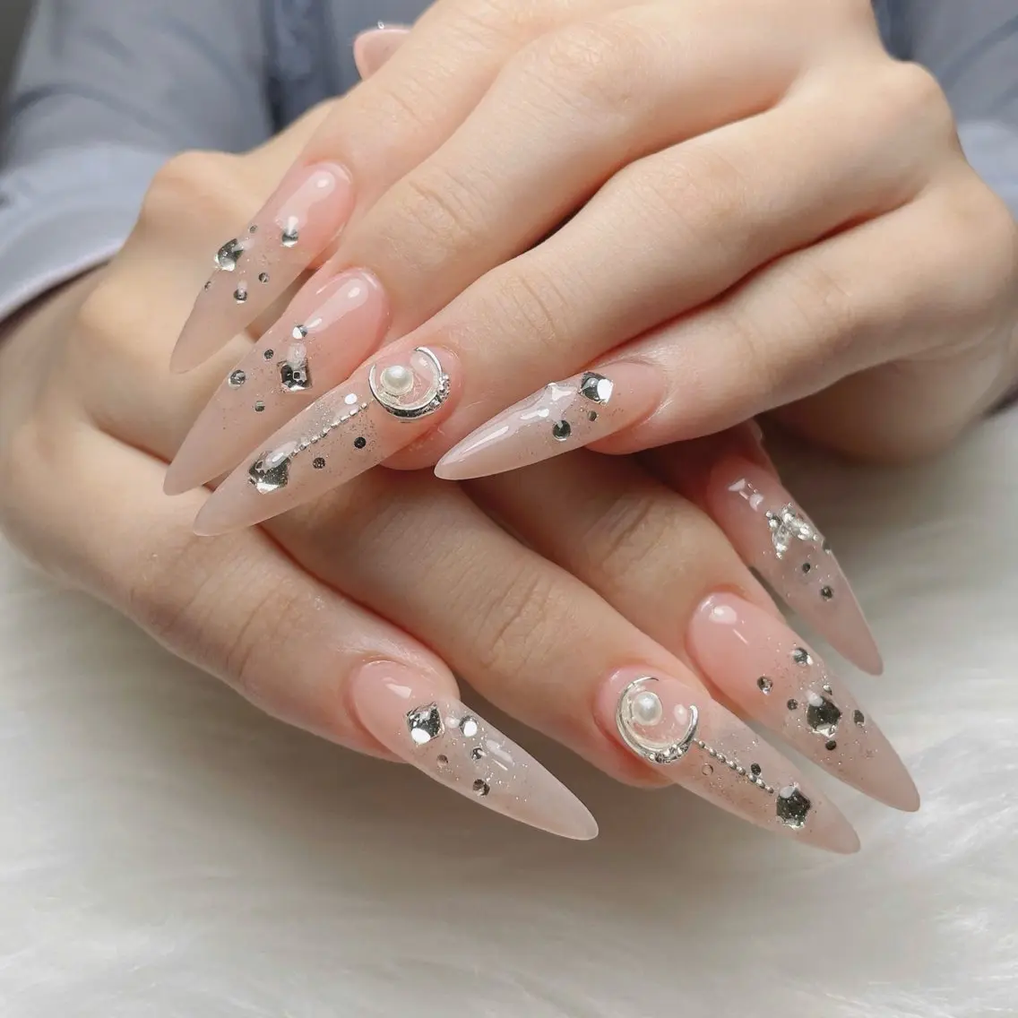 ネイル オーロラネイル ボルドー ブラウン 氷ネイル・うるうるネイル キラキラネイル ハンドネイル Sora  Nail 長さ出し専門店のネイルデザイン