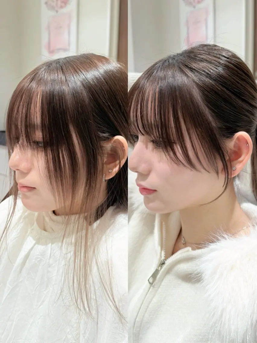 【割れない・結んで可愛い】顔まわりカットの写真