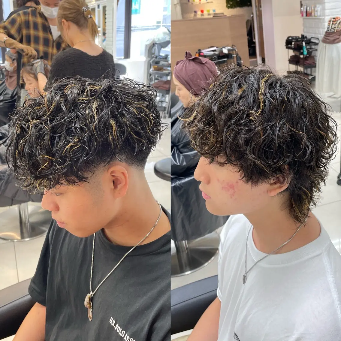ショート カラー パーマ メンズ カット ヘアカラー パーマ フェザーパーマ職人 🪶ryosukeのヘアスタイル