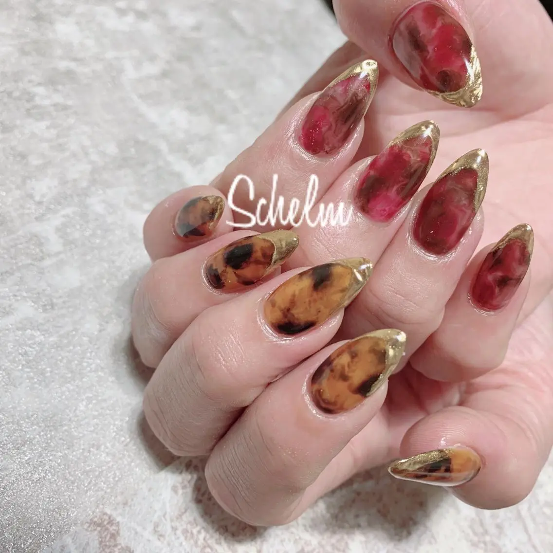 ネイル べっ甲ネイル ハンドネイル nail room シュレムのネイルデザイン