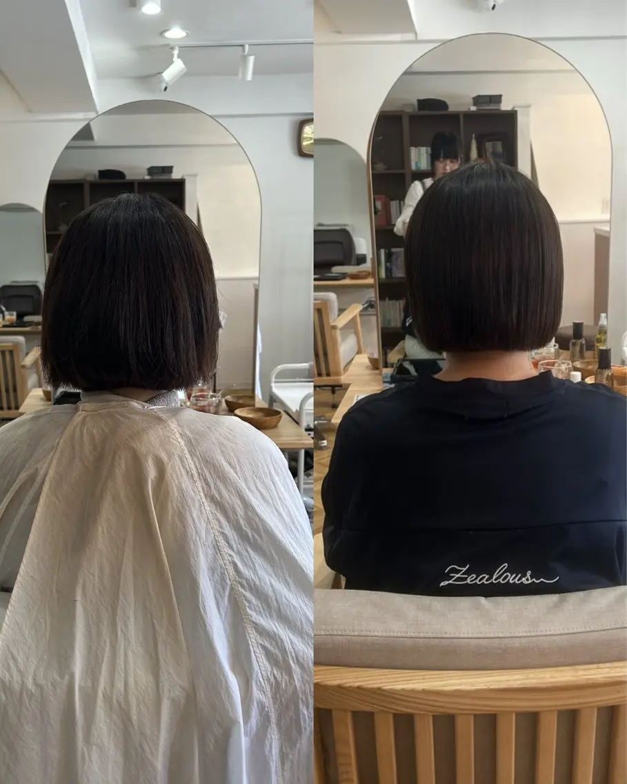 ミディアム カット 縮毛矯正 櫻井園子🌸 縮毛矯正のヘアスタイル