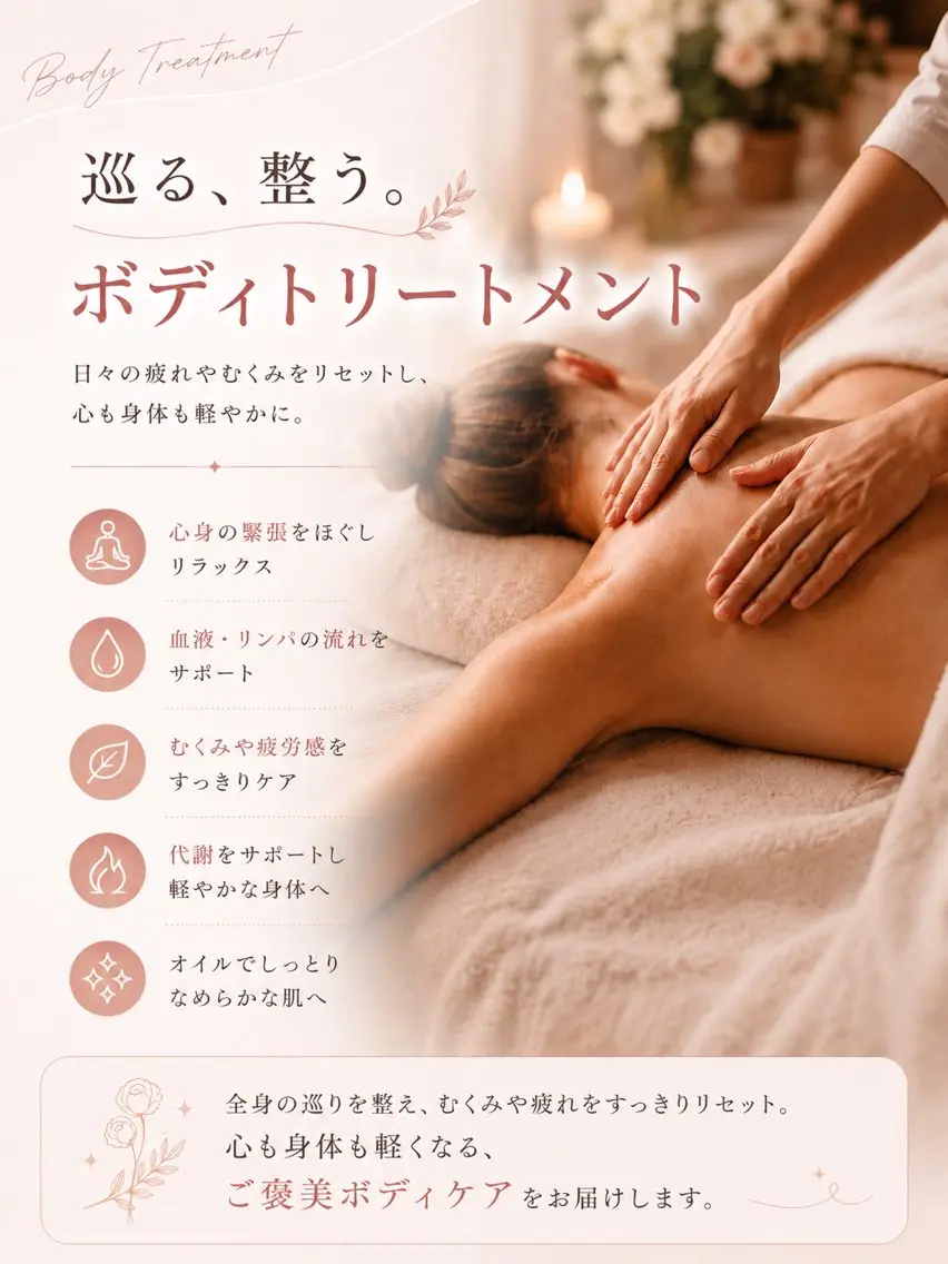🌿 巡る、整う。ボディトリートメント　全身(女性限定)の写真