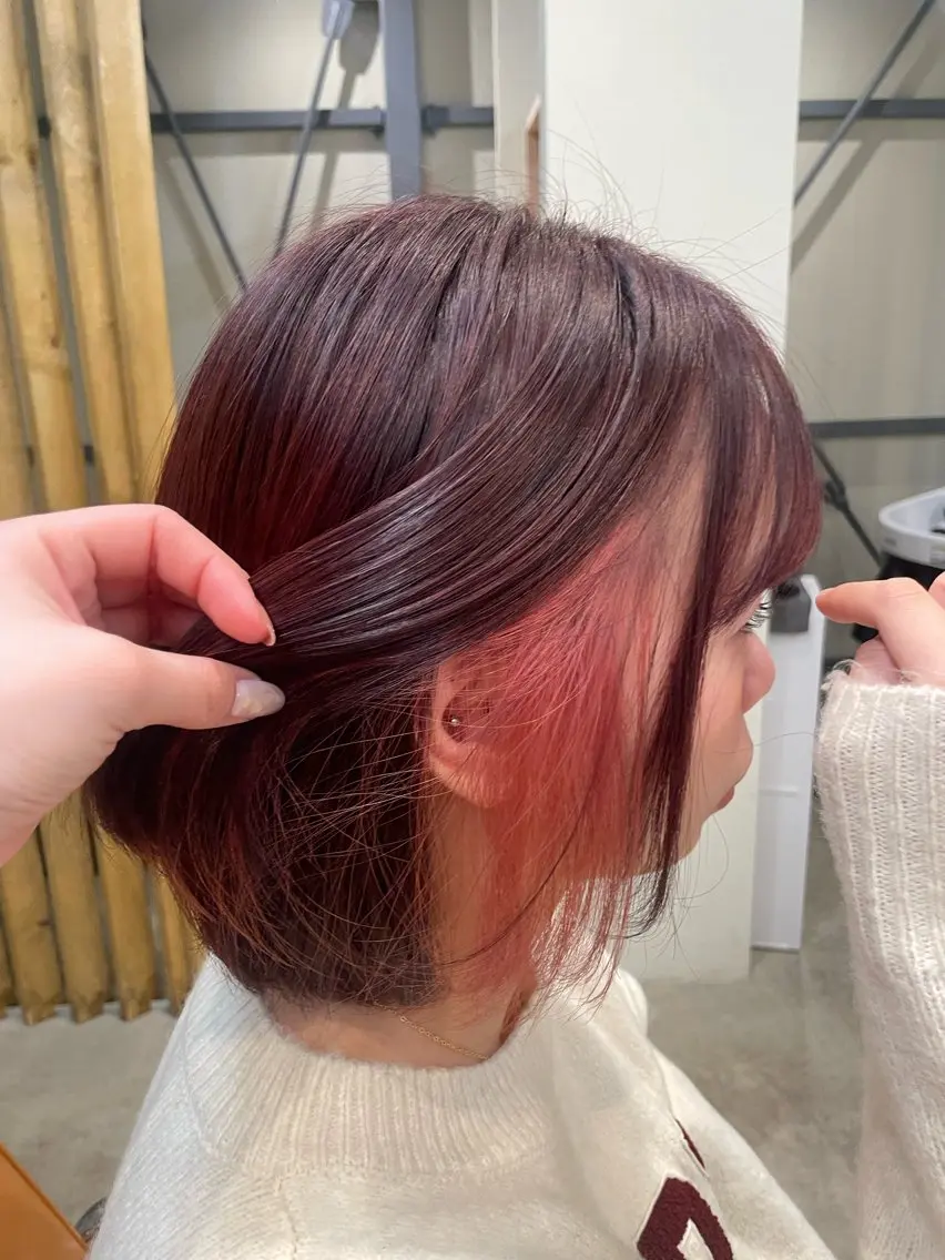 盛れるお顔周りカット➕イヤリングカラーの写真