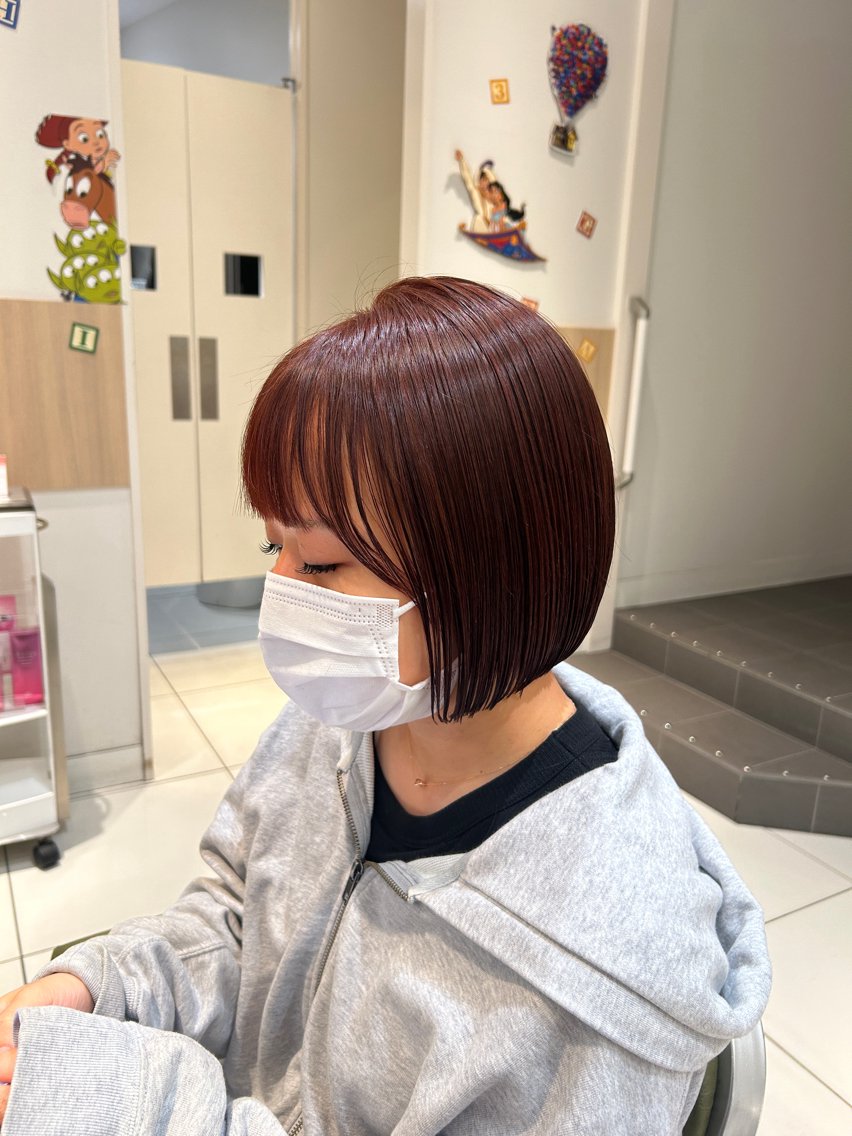 ショート カラー ブラウンカラー ピンクカラー ピンクブラウン ボブ 顔周りカット カット ヘアカラー トリートメント ダブルカラー 🩷Rio🩷のヘアスタイル