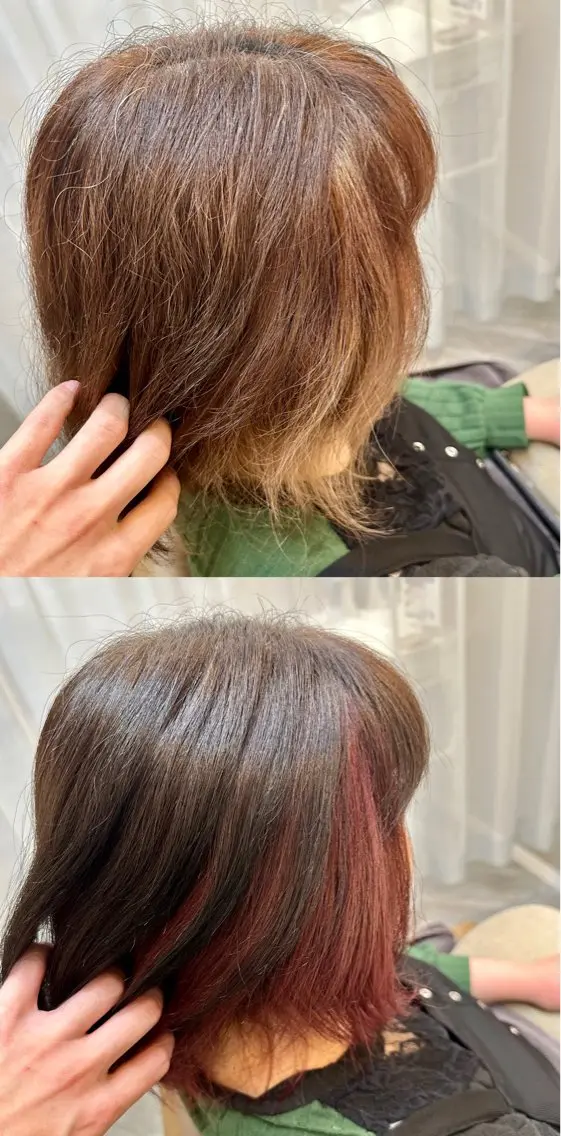 カラー インナーカラー ピンクカラー ヘアカラー hair &spa Kiwi ひゅうがのヘアスタイル