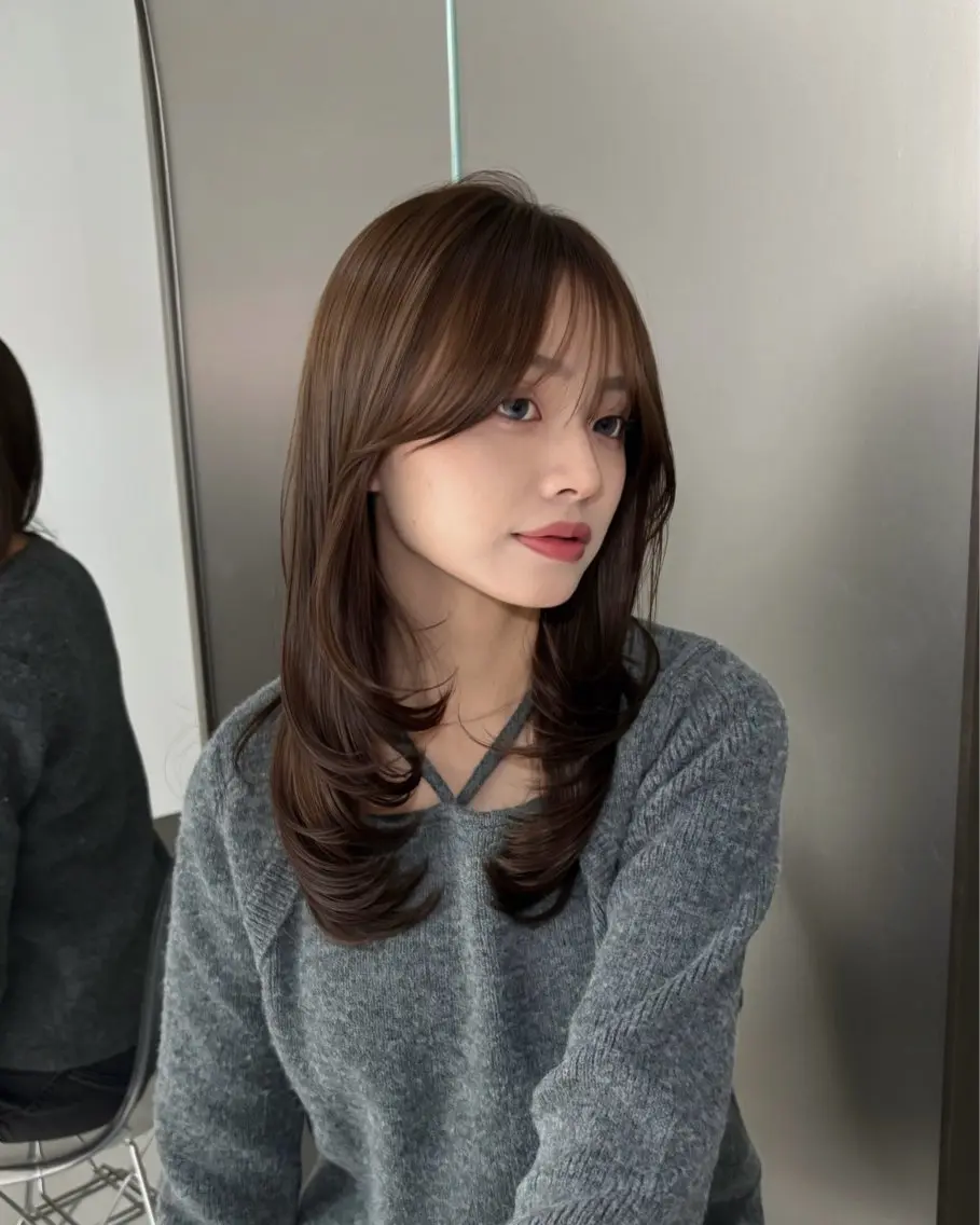 ミディアム レイヤーカット 似合わせno.1💎 韓国レイヤーまなかのヘアスタイル