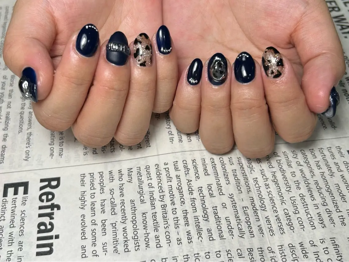ネイル アニマル柄 マットネイル ハンドネイル Mnailsalon フィルイン対応サロンのネイルデザイン