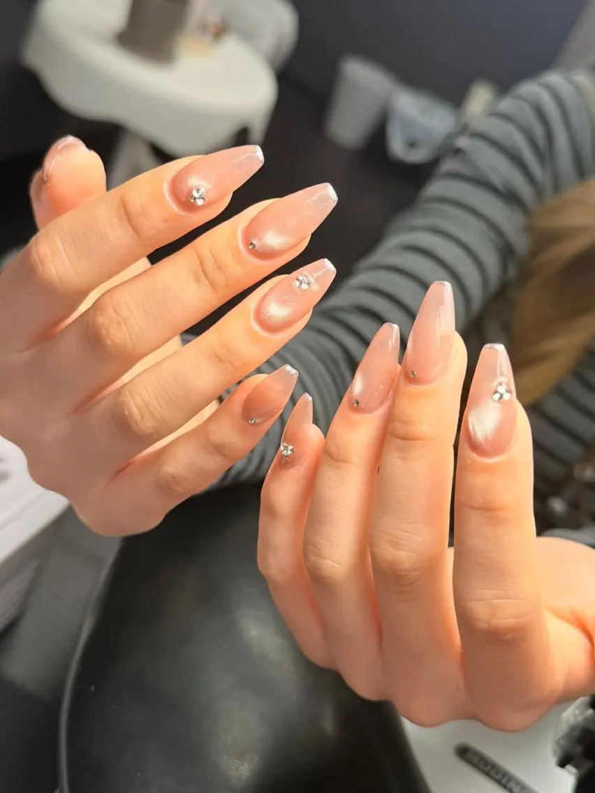 ネイル 韓国ネイル 持ち込み ニュアンスネイル ネイルチップ 冬ネイル LISA ANA.CHUOのネイルデザイン