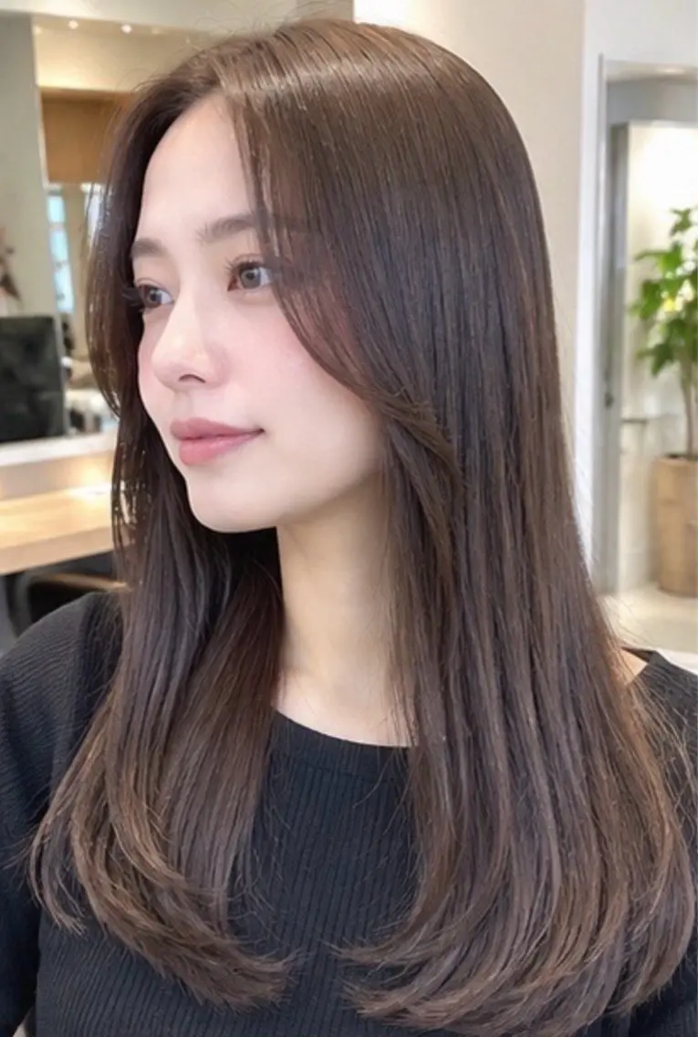 ロング カラー ヘアアレンジ 韓国風ヘア レイヤーカット ロング 小顔カット 池田達也anyhow /店長のヘアスタイル