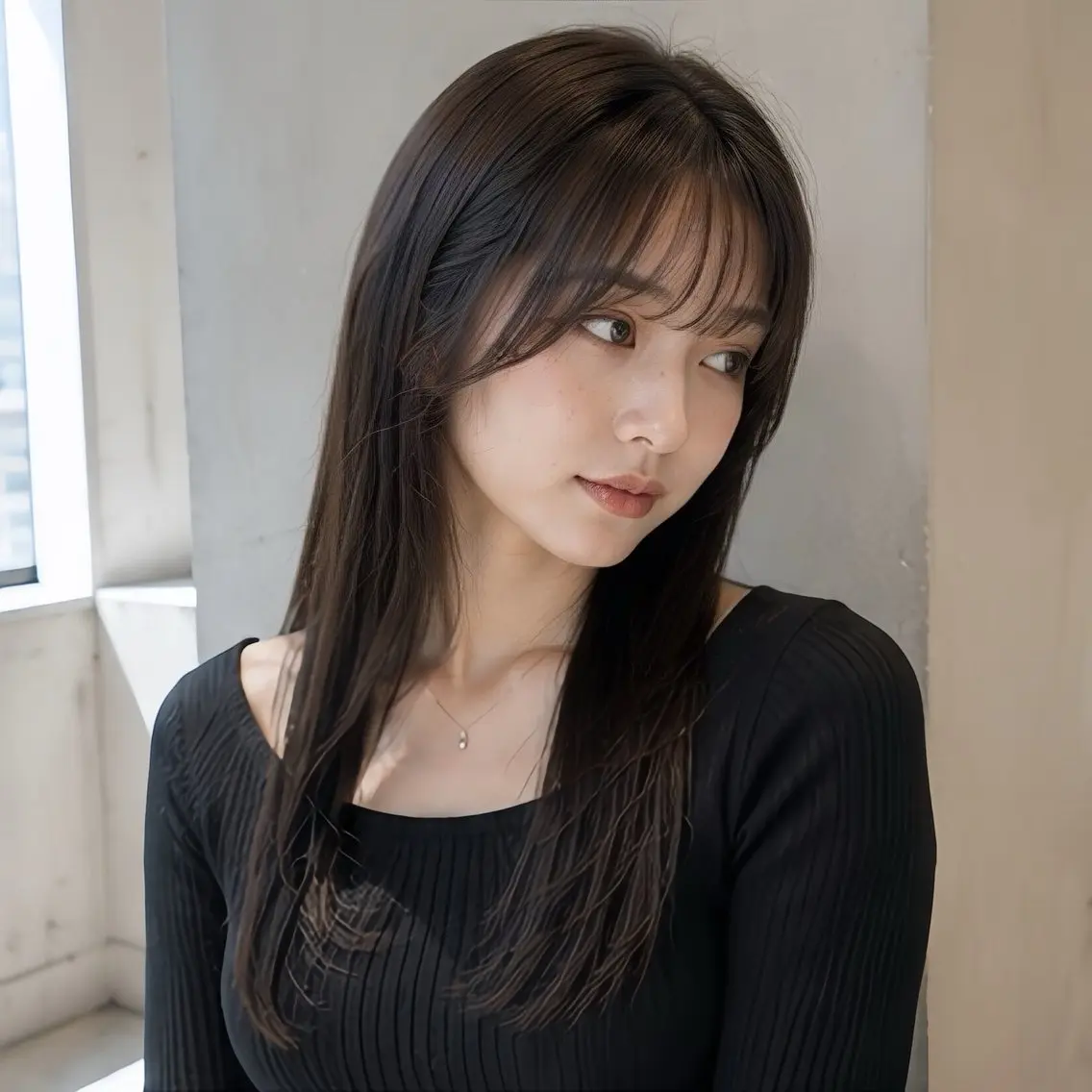 ロング 縮毛矯正 トリートメント 池袋/縮毛矯正 韓国レイヤーおばかんのヘアスタイル