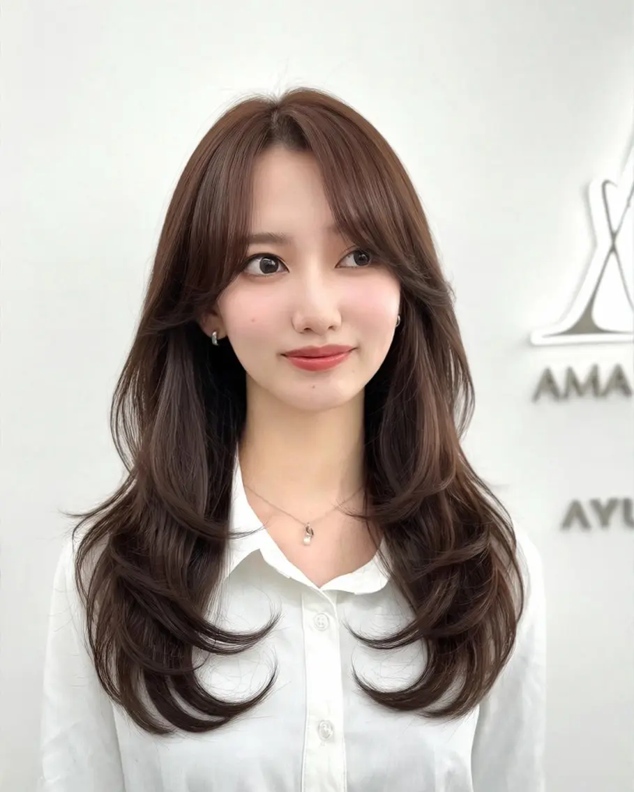 セミロング 顔周りカット 韓国風ヘア レイヤーカット カット ヘアカラー トリートメント ヘッドスパ ヘアセット 前髪顔まわりカット 🌈中村海聖のヘアスタイル