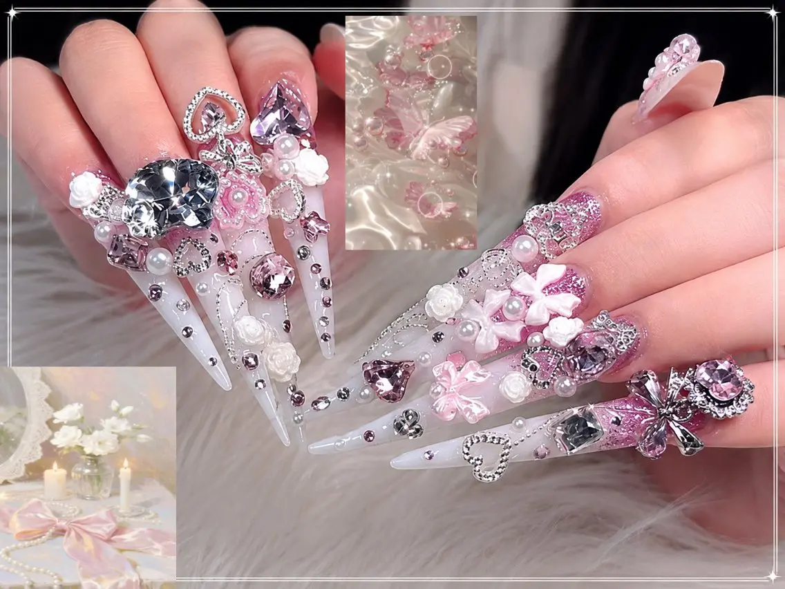ネイル 長さ出し ガーリー 韓国ネイル ロングネイル 持ち込み ハンドネイル Nami nail salonのネイルデザイン