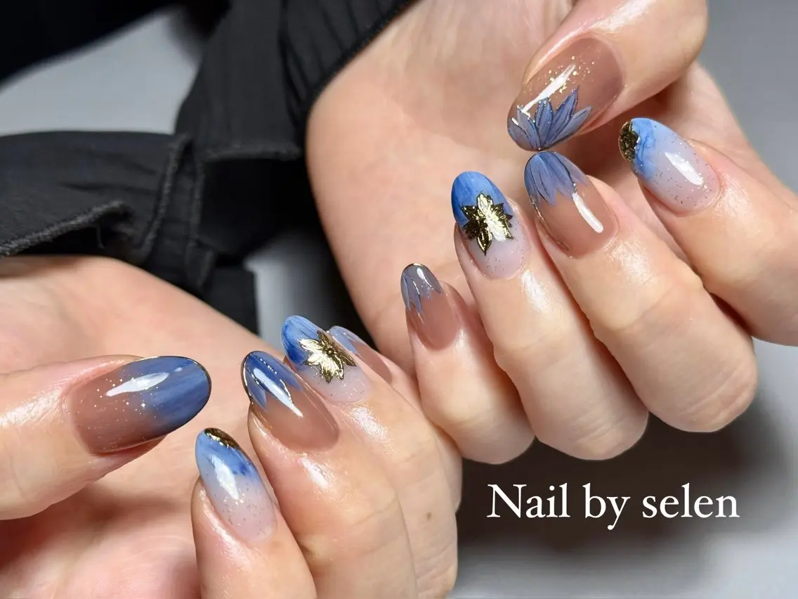 ネイル アートネイル オーロラネイル ジェルネイル グラデーション マグネットネイル ハンドネイル Nail by selenのネイルデザイン