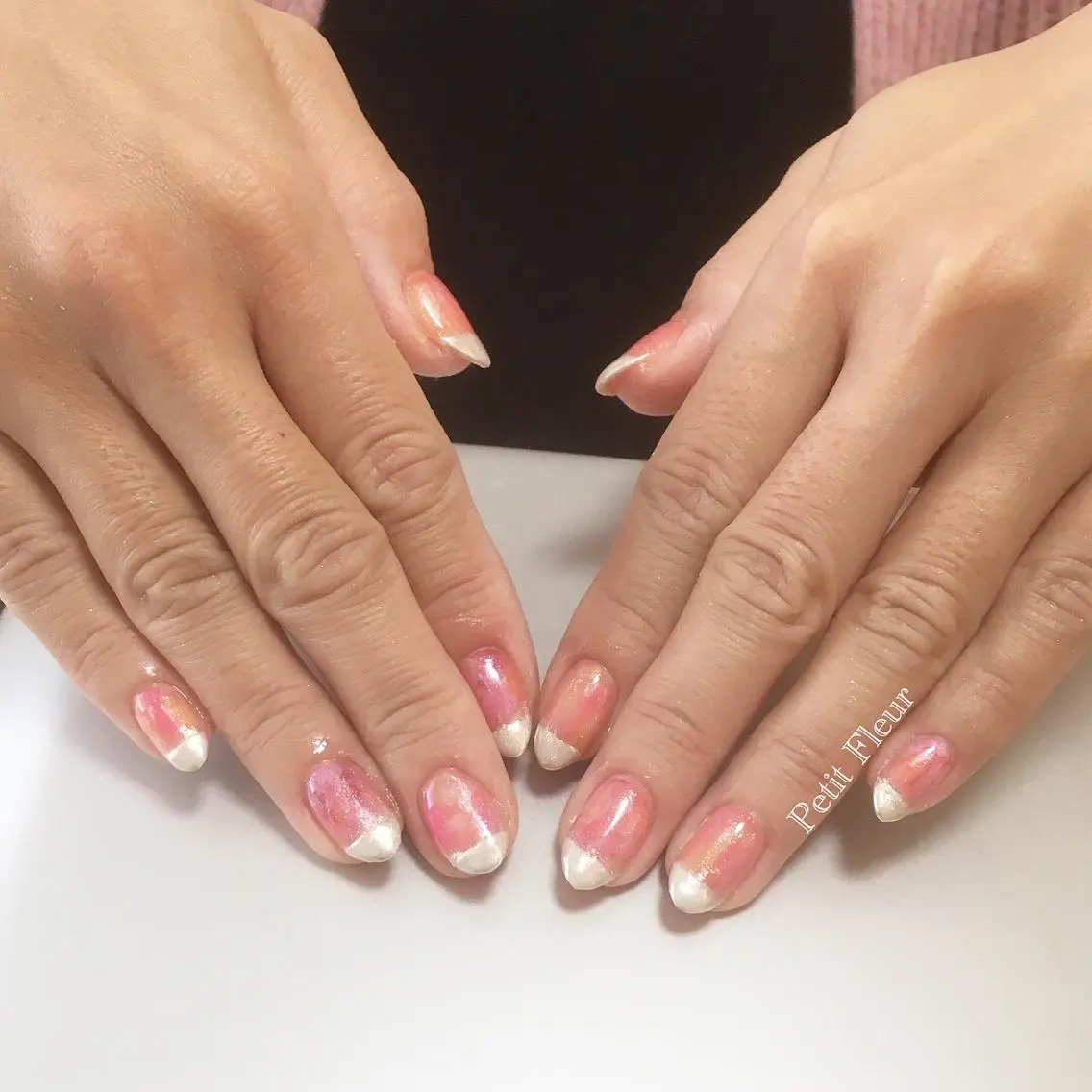 ネイル ミラーネイル ニュアンスネイル 春ネイル 青柳 亜梨奈のマツエク・マツパデザイン