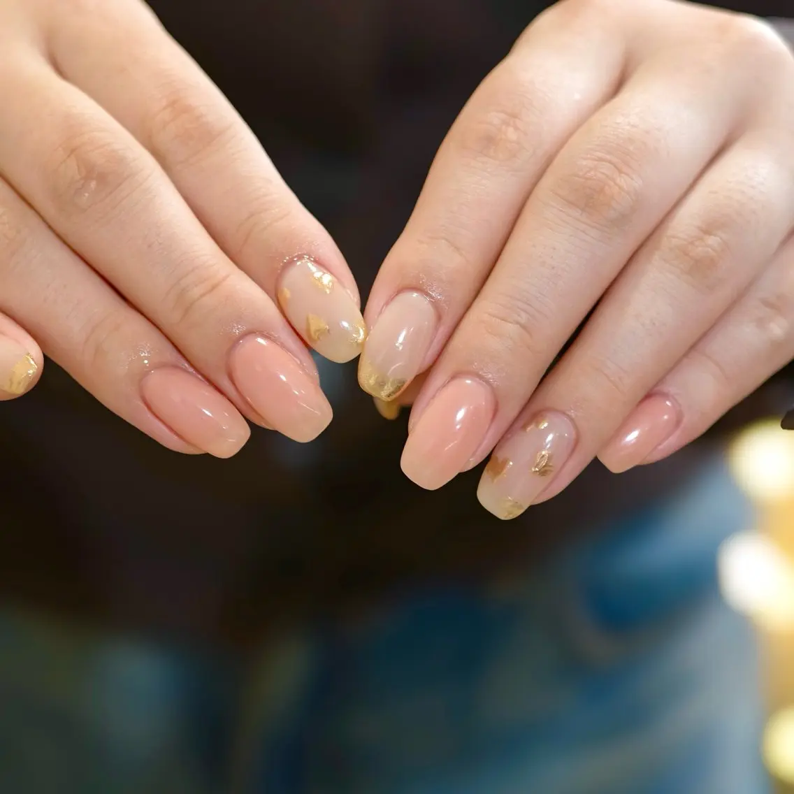 ネイル フレンチネイル ゴールド ハート ミラーネイル ピンク ハンドネイル pointillé .ayaのネイルデザイン