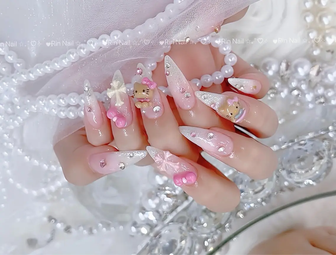 ネイル クリアネイル ドット フットネイル ジェルネイル グリーン ハンドネイル Rin Nail 新大久保店のネイルデザイン