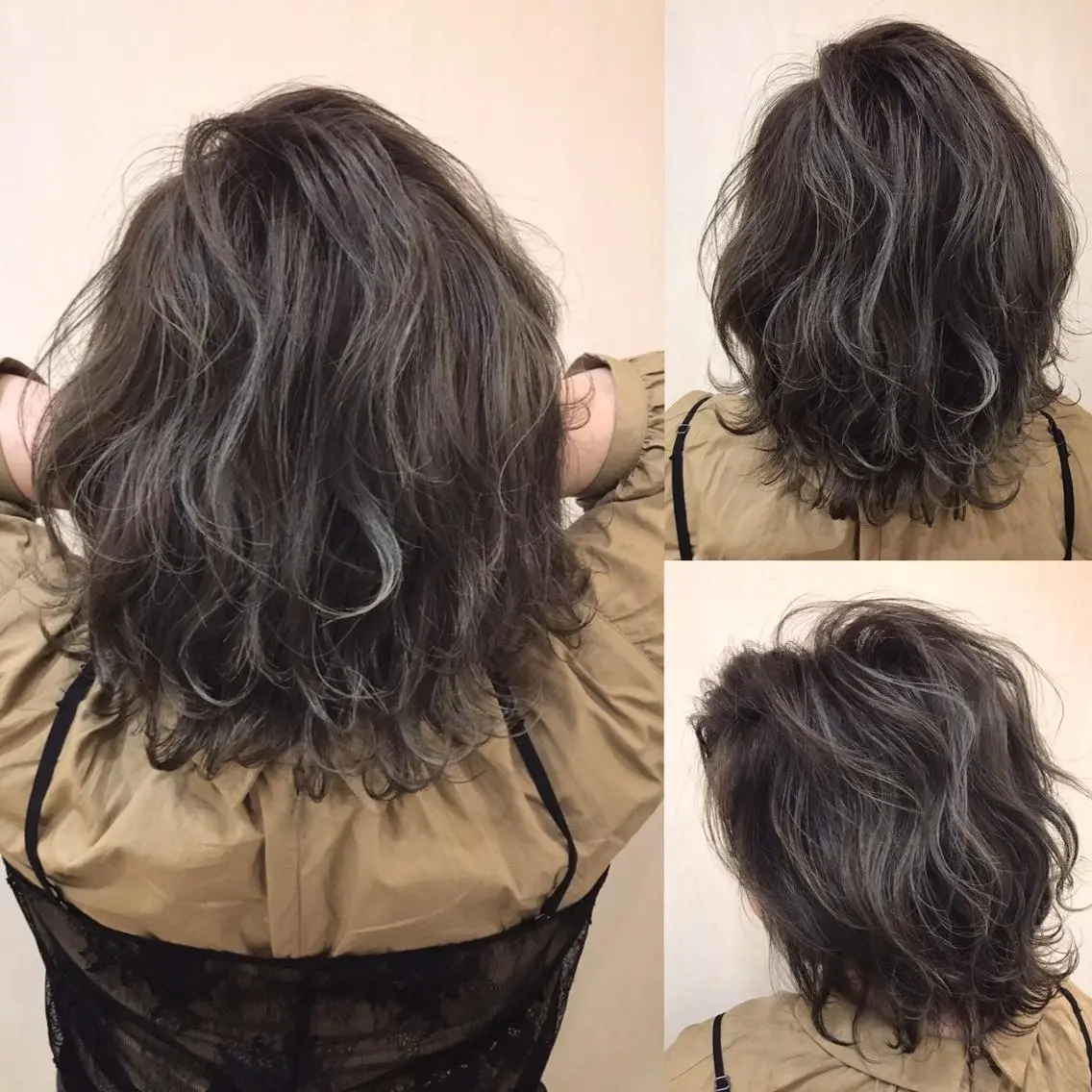 ミディアム カラー パーマ 小顔カット✨ 透明感カラー/村上のヘアスタイル