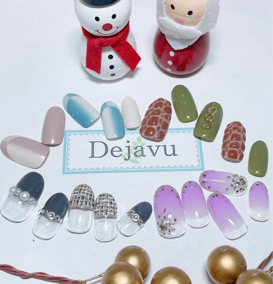 ネイル アートネイル フレンチネイル グラデーション オンブレフレンチ ツイードネイル ハンドネイル Nail salon Dejavu 🌿のネイルデザイン