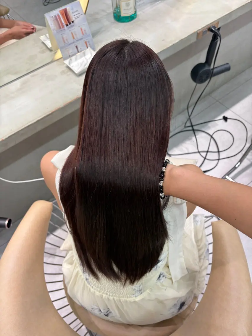 ロング カット ヘアカラー 縮毛矯正 トリートメント 顔周り🇰🇷韓国 レイヤー/モエのヘアスタイル