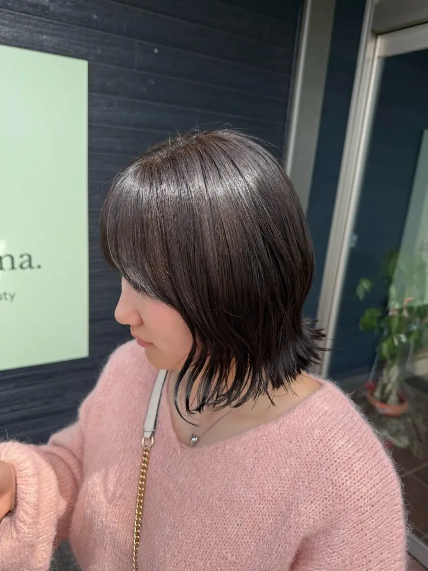 ミディアム カラー 透明感カラー グレージュ ボブ くびれヘア カット ヘアカラー トリートメント 似合わせカット/ レディース特化/佑月のヘアスタイル