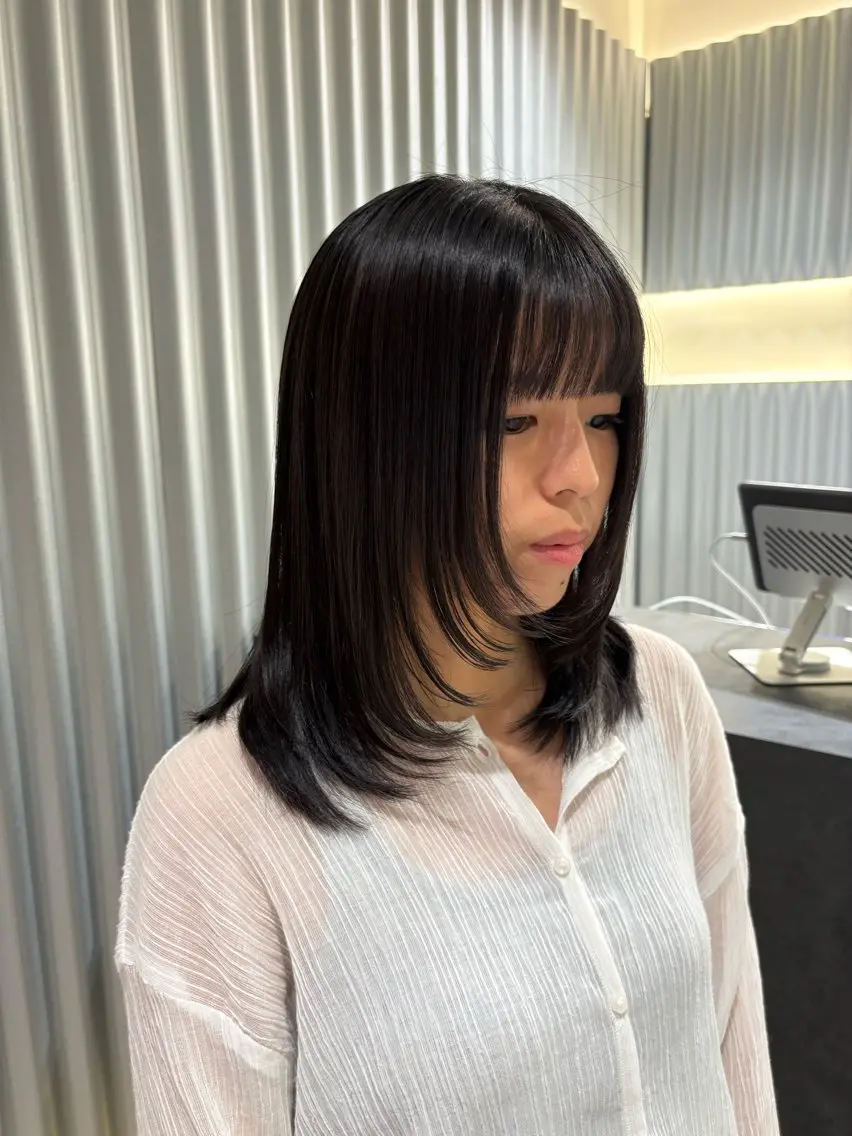 ミディアム カラー パーマ ヘアアレンジ 顔周りカット レイヤーカット カット トリートメント ヘッドスパ ヘアセット 押切 響　のヘアスタイル