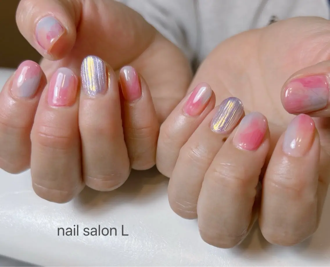 ネイル ニュアンスネイル 春ネイル ハンドネイル 吉川市 ネイルサロンLのネイルデザイン